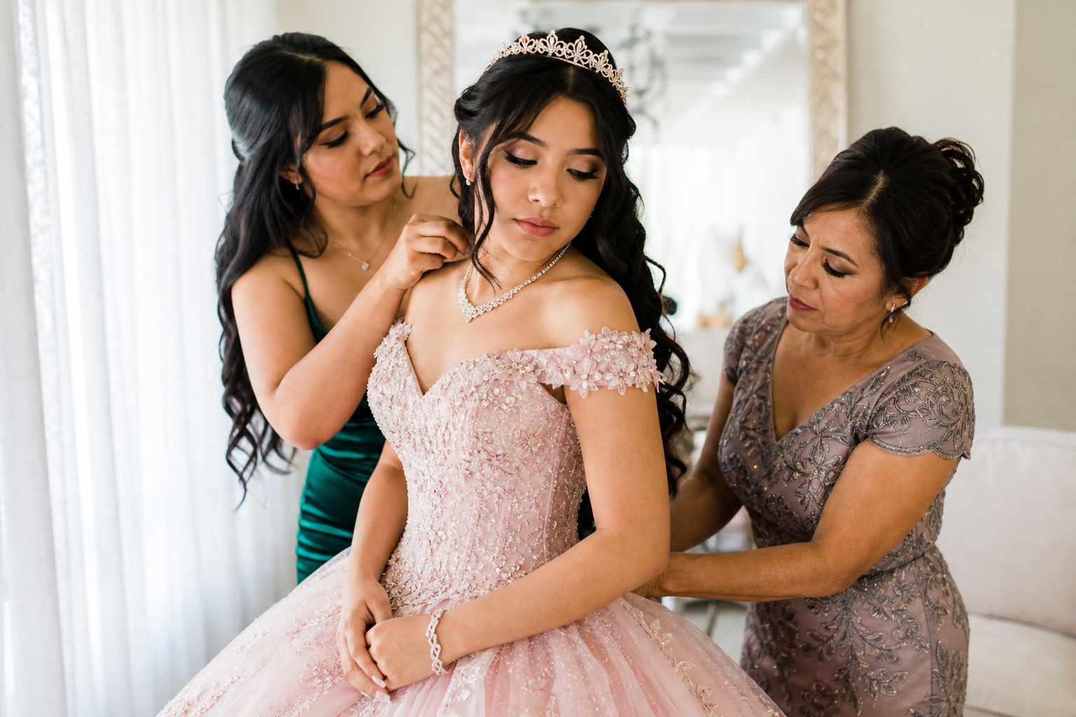 01 Quinceañera preparing with family in Houston