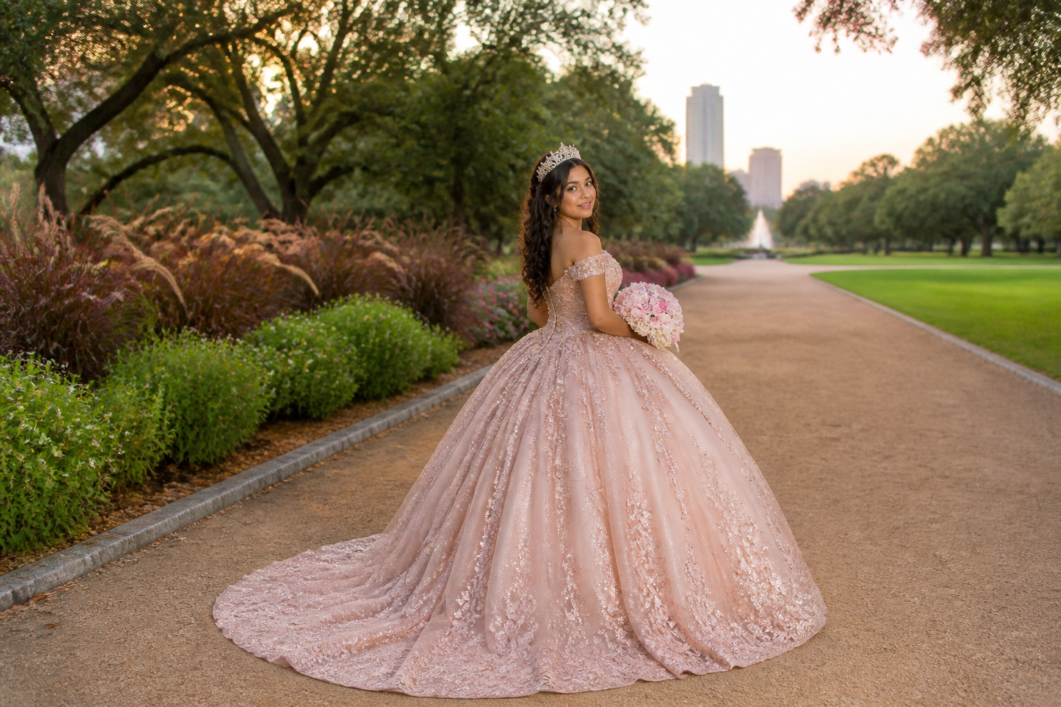 03 Hermann Park quinceañera portrait in Houston