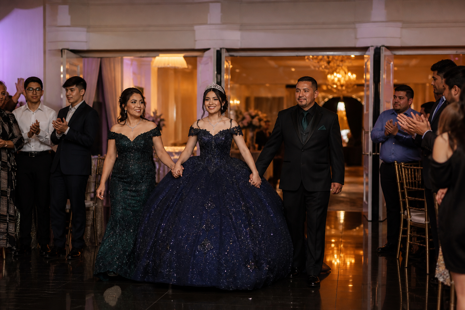 05 Quinceañera making her entrance with family