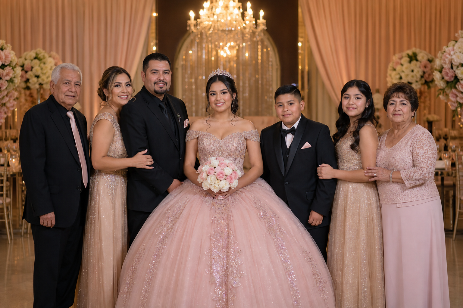 08 Formal quinceañera family portrait